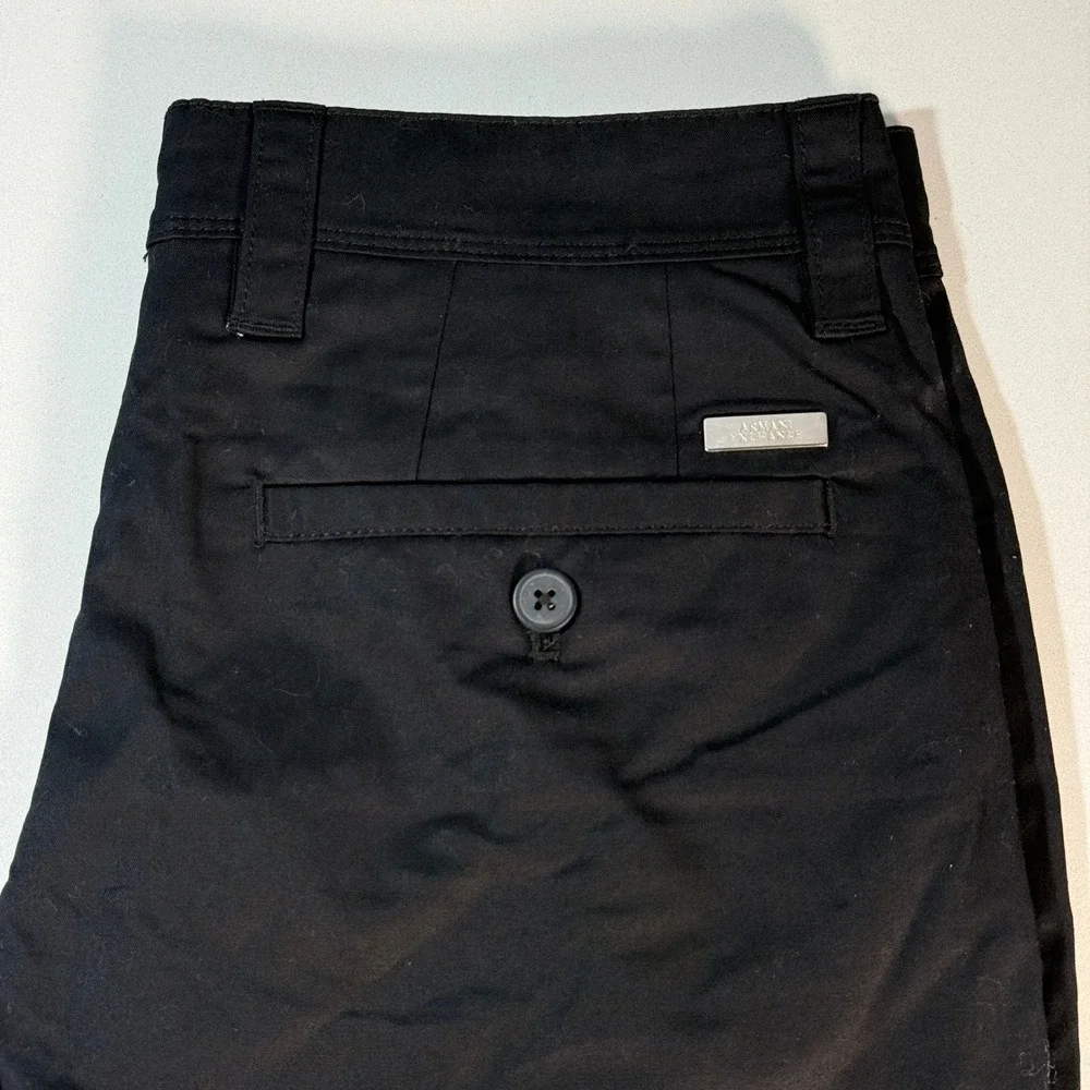 ARMANI EXCHANGE Men Black Flat Front Cotton Blend Chino‎ Shorts Size 28